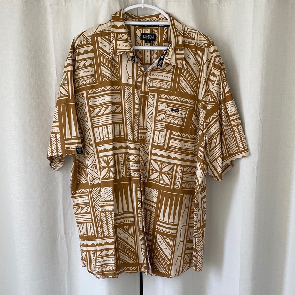 Tanoa Men's Brown Patterned Shirt